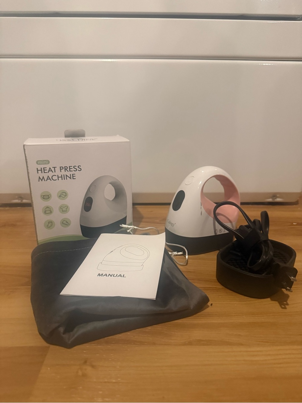 Mini Heat Press Machine - White and Pink Portable Craft Press